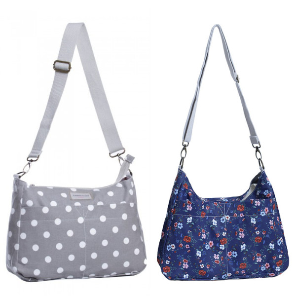 Taupe Spot Classic Rose Reversible Messenger dark blue